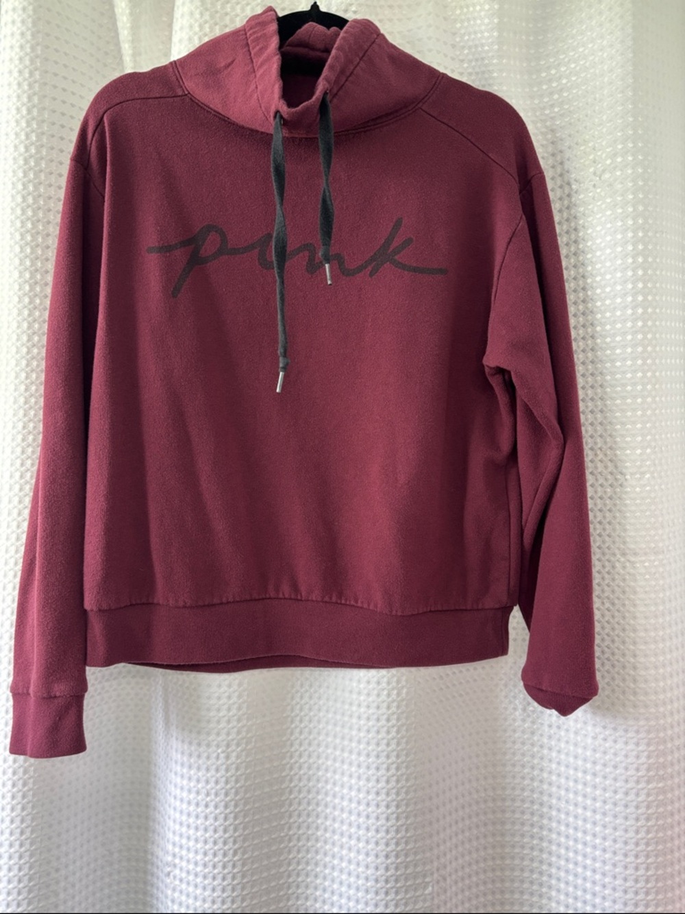 PINK Victoria's Secret Script Pullover Hoodie - Wine